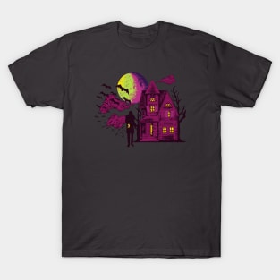 Vintage Vampire Haunted House - Retro Halloween T-Shirt